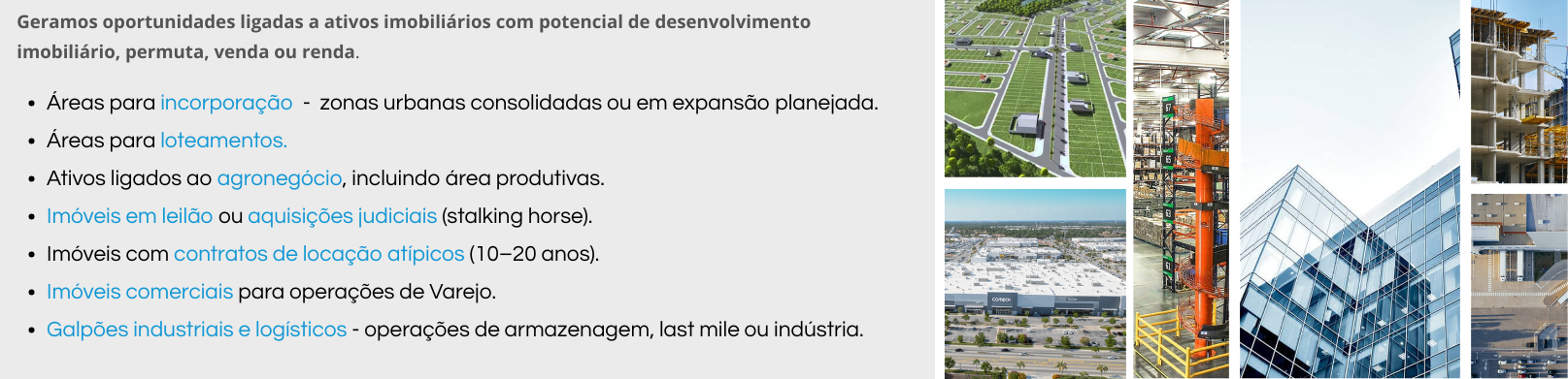 área para incorporação, logísitca, e imóveis para varejo